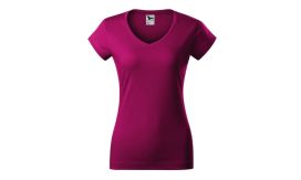 Fit V-neck, Tricou pentru damă, roşu fucsie