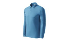 Pique Polo LS, Tricou polo pentru bărbaţi, albastru azuriu