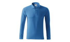 Pique Polo LS, Tricou polo pentru bărbaţi, albastru azuriu