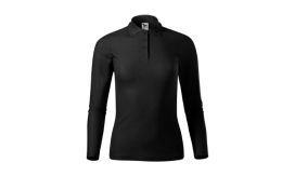 Pique Polo LS, Tricou polo pentru damă, negru