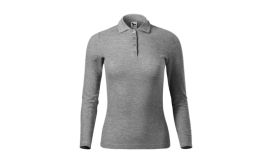 Pique Polo LS, Tricou polo pentru damă, gri închis