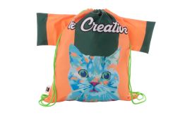 CreaDraw T RPET, rucsac cu șnur, personalizat, verde/alb