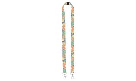 Subyard Double Safe, lanyard cu sublimare, alb