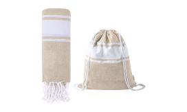 Praia, prosop plajă cu husă rucsac, natural