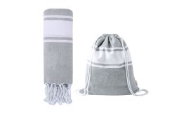 Praia, prosop plajă cu husă rucsac, gri