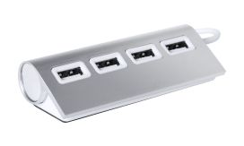 Wudge, hub USB, argintiu/alb