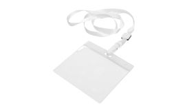 Ballek, suport ecuson cu lanyard, alb/transparent