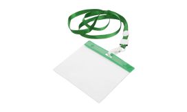 Ballek, suport ecuson cu lanyard, verde/transparent