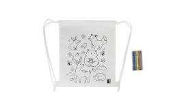 Zocolo, Pungă cu cordon de colorat RPET, animale, alb