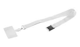 Revent Call, lanyard RPET pentru telefon mobil, alb