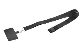 Revent Call, lanyard RPET pentru telefon mobil, negru
