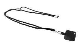 Corphon, lanyard RPET pentru telefon mobil, negru
