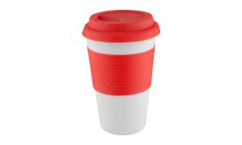 Soft Touch, cană cu silicon, roșu/alb