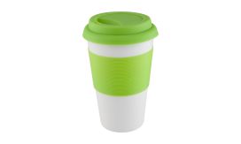 Soft Touch, cană cu silicon, verde lime deschis/alb
