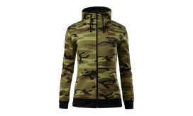 Camo Zipper, Hanorac pentru damă, camuflaj verde