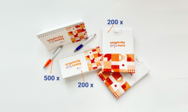 Pachet 200 agende și calendare personalizate și 500 de pixuri de plastic