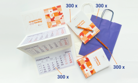 Pachet 300 agende, calendare, sacoșe și pixuri metalice personalizate